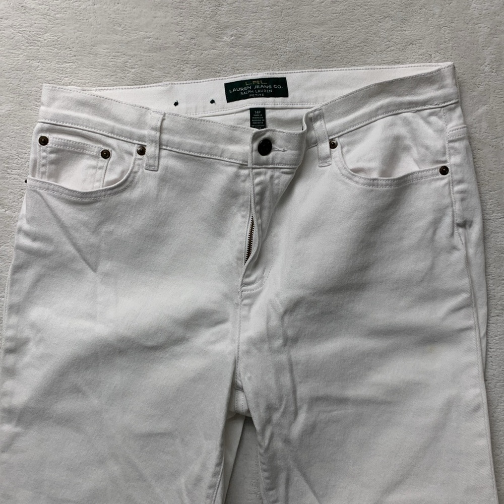 LAUREN JEANS CO. RALPH LAUREN petite WHITE classic Straight size 14p - Picture 6 of 8